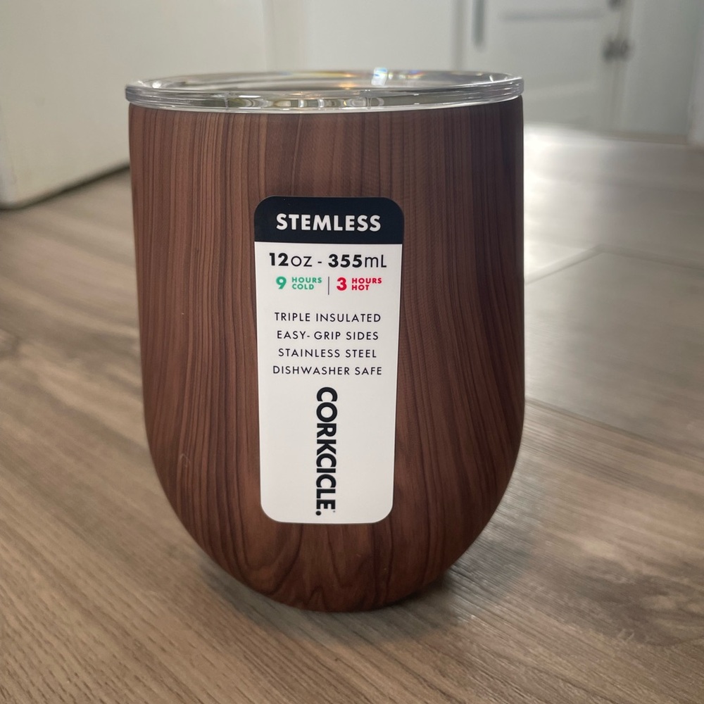 Corkcicle Stemless Tumbler in walnut Wood - NWT